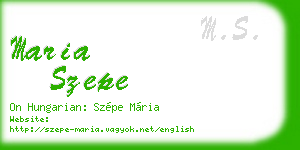maria szepe business card